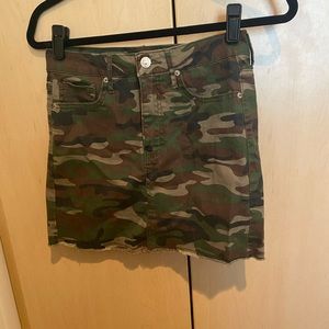 Army print jean skirt